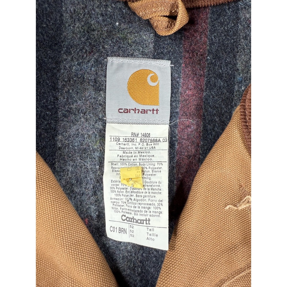 Carhartt Chore‎ Coat Jacket Mens 2XL Tall Brown Blanket Lined Canvas Workwear - Picture 12 of 13